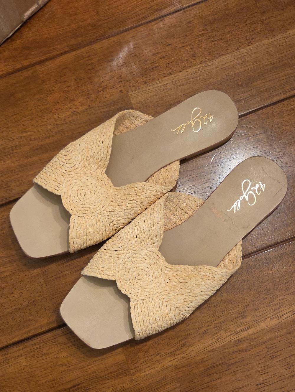 Beige Woven Slide Mules Size 10